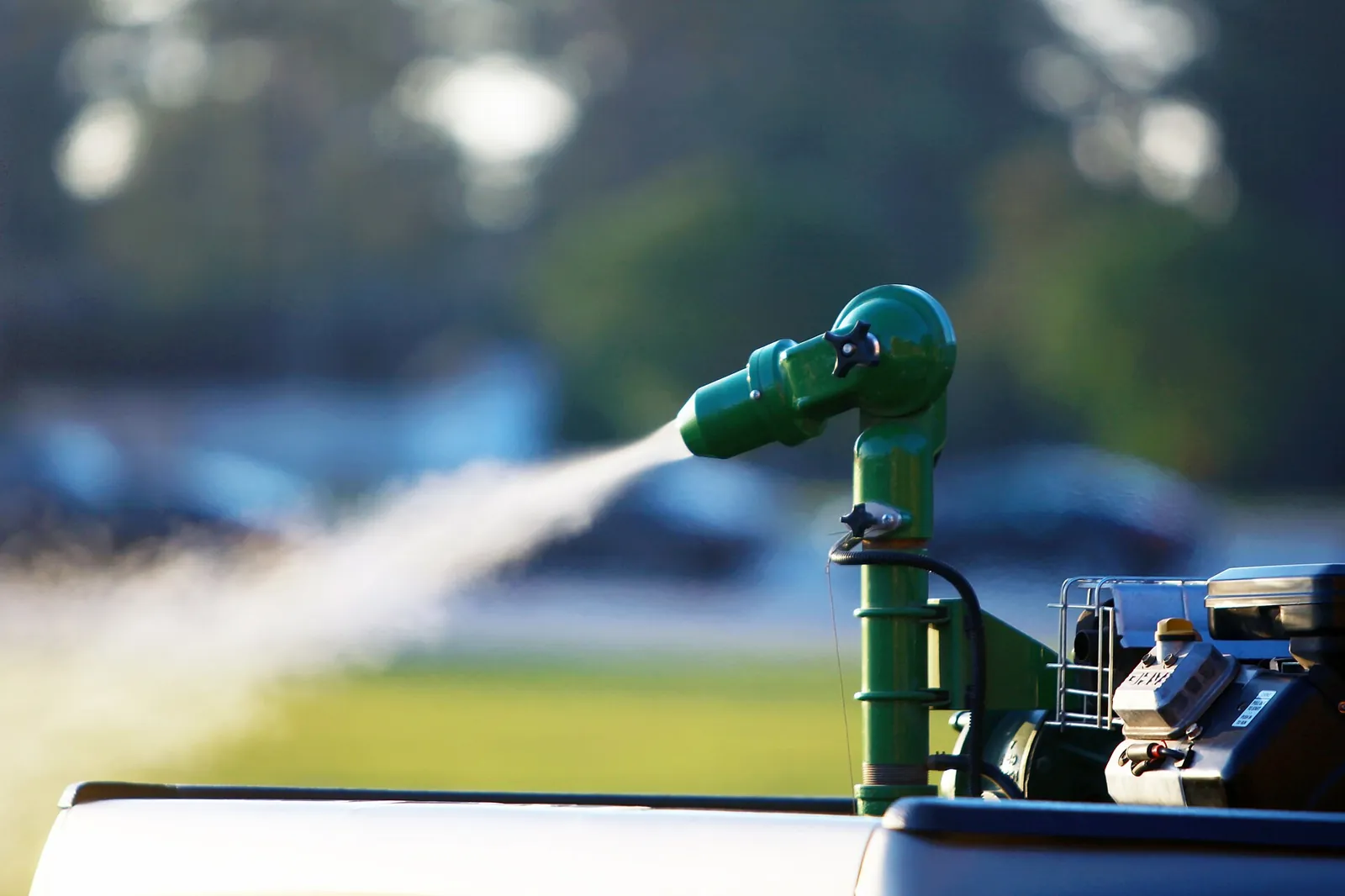 Truck-mounted fogging rig laying down a treatment pass — the scale of work licensed exterminators dispatch across Lakeland FL